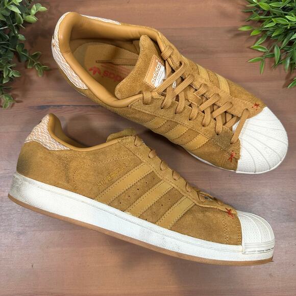 Adidas Original Men's Superstar Tan Suede Sneakers Size 11 - Picture 1 of 9